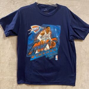 Russell Westbrook Shirt Men’s Large Blue Tee OKC Thunder 2017 MVP #0 Basketball